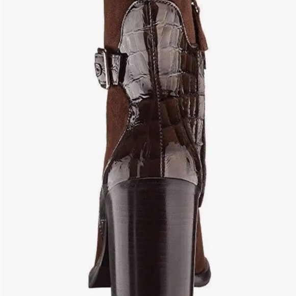 Johnston & Murphy Ankle Boots Suede Croc Embossed Brown 10 - Picture 3 of 5